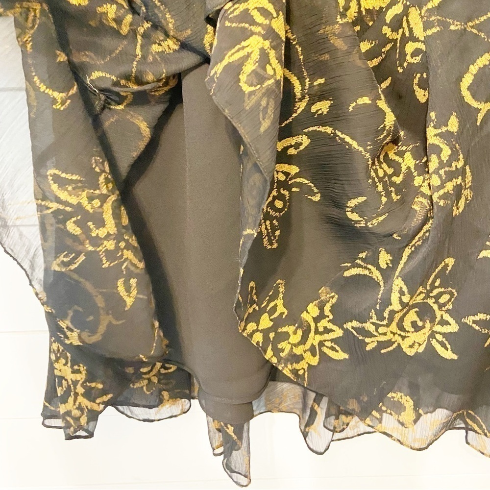Lauren Ralph Lauren | Y2K Style Gold Floral Black A-Line Skirt Size Large - Picture 6 of 8